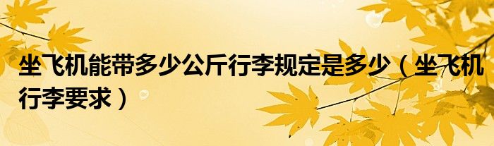 坐飞机能带多少公斤行李规定是多少（坐飞机行李要求）