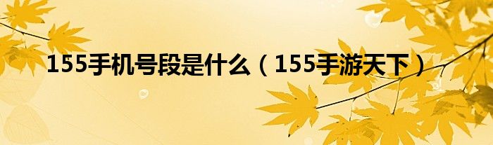155手机号段是什么（155手游天下）