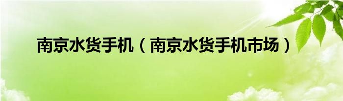 南京水货手机（南京水货手机市场）