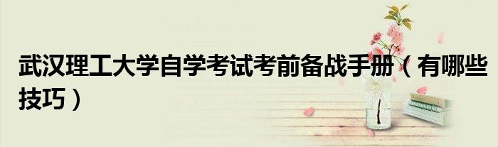 武汉理工大学自学考试考前备战手册(有哪些技巧)