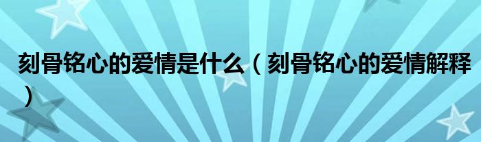 刻骨铭心的爱情是什么(刻骨铭心的爱情解释)