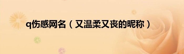 q伤感网名(又温柔又丧的昵称)