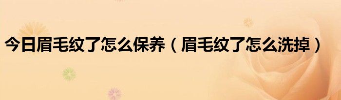 今日眉毛纹了怎么保养(眉毛纹了怎么洗掉)