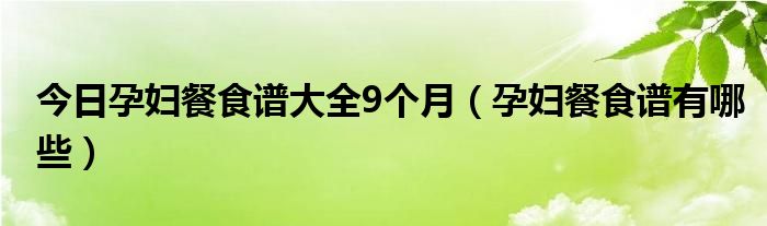 今日孕妇餐食谱大全9个月(孕妇餐食谱有哪些)