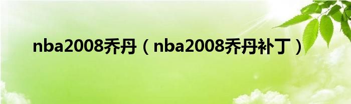 nba2008乔丹(nba2008乔丹补丁)