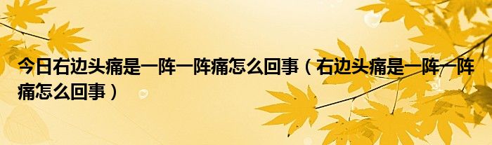 今日右边头痛是一阵一阵痛怎么回事(右边头痛是一阵一阵痛怎么回事)