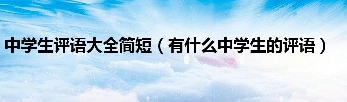 中学生评语大全简短(有什么中学生的评语)