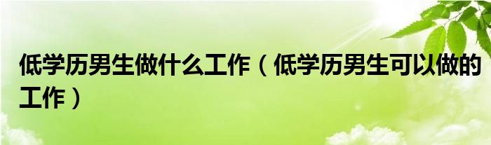 低学历男生做什么工作(低学历男生可以做的工作)