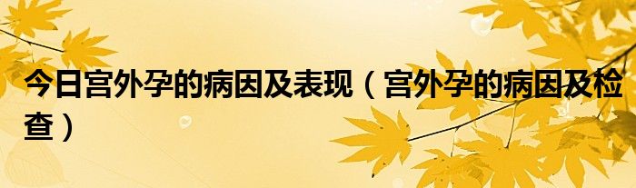 今日宫外孕的病因及表现(宫外孕的病因及检查)