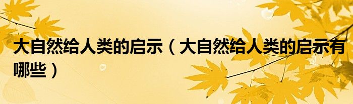 大自然给人类的启示(大自然给人类的启示有哪些)