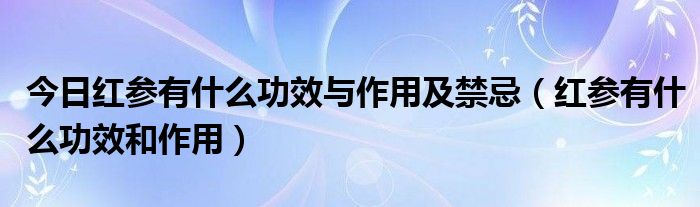 今日红参有什么功效与作用及禁忌(红参有什么功效和作用)
