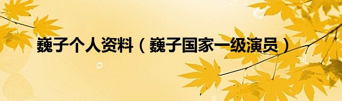 巍子个人资料(巍子国家一级演员)