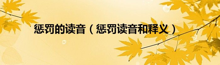 惩罚的读音(惩罚读音和释义)
