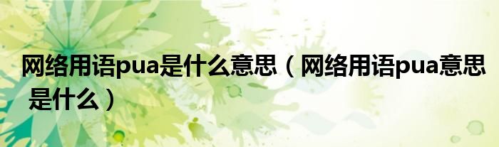 网络用语pua是什么意思(网络用语pua意思 是什么)