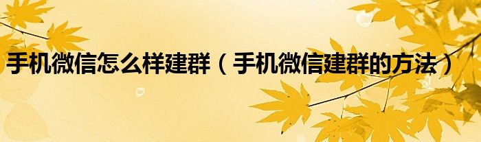手机微信怎么样建群(手机微信建群的方法)