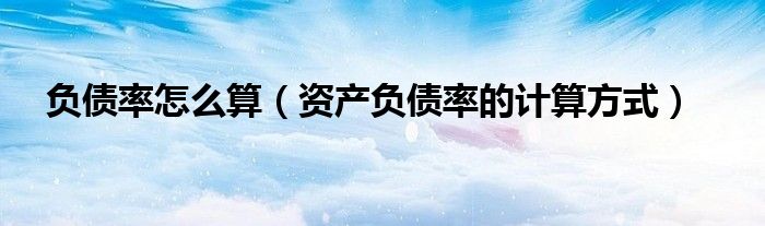 负债率怎么算(资产负债率的计算方式)
