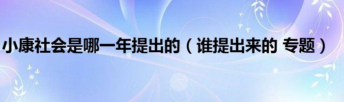 小康社会是哪一年提出的(谁提出来的 专题)