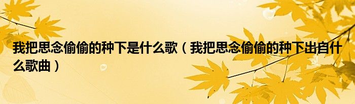 我把思念偷偷的种下是什么歌(我把思念偷偷的种下出自什么歌曲)