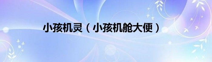小孩机灵(小孩机舱大便)