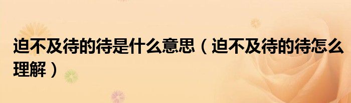 迫不及待的待是什么意思(迫不及待的待怎么理解)