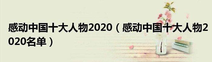 感动中国十大人物2020(感动中国十大人物2020名单)