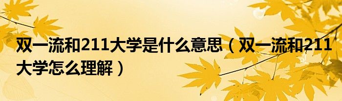 双一流和211大学是什么意思(双一流和211大学怎么理解)