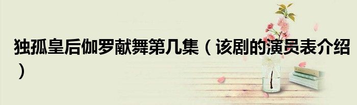 独孤皇后伽罗献舞第几集(该剧的演员表介绍)