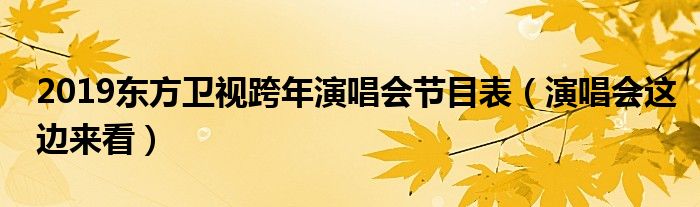 2019东方卫视跨年演唱会节目表(演唱会这边来看)
