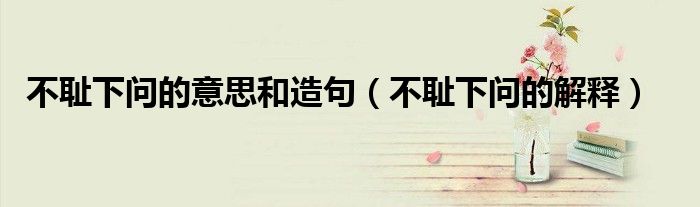 不耻下问的意思和造句(不耻下问的解释)