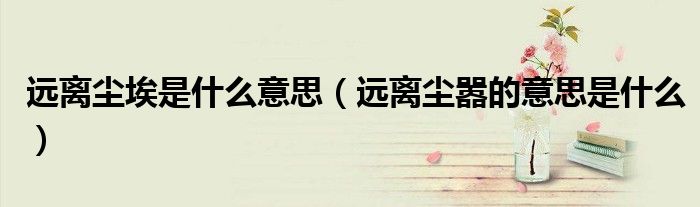远离尘埃是什么意思(远离尘嚣的意思是什么)