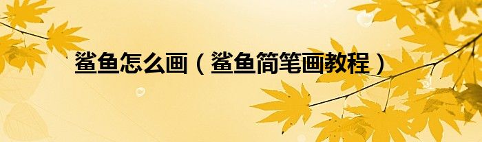鲨鱼怎么画(鲨鱼简笔画教程)