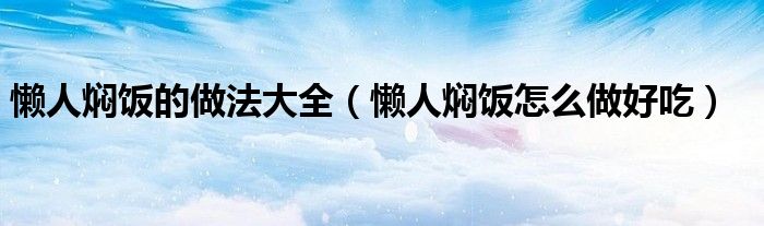 懒人焖饭的做法大全(懒人焖饭怎么做好吃)