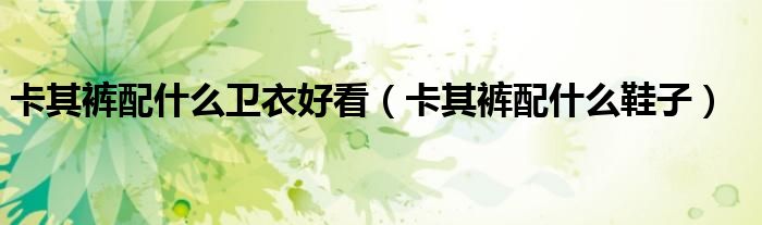 卡其裤配什么卫衣好看(卡其裤配什么鞋子)