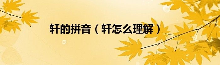 轩的拼音（轩怎么理解）