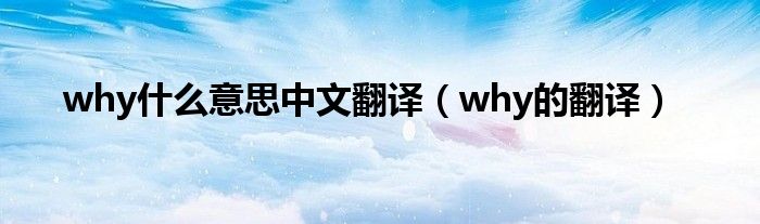 why什么意思中文翻译(why的翻译)