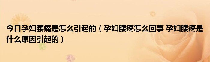 今日孕妇腰痛是怎么引起的(孕妇腰疼怎么回事 孕妇腰疼是什么原因引起的)