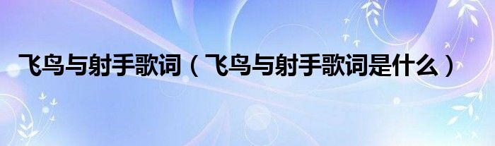 飞鸟与射手歌词(飞鸟与射手歌词是什么)