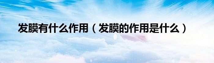 发膜有什么作用(发膜的作用是什么)