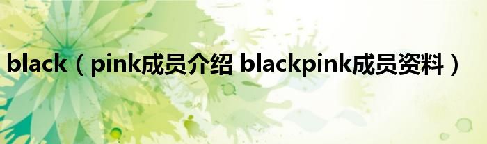 black(pink成员介绍 blackpink成员资料)