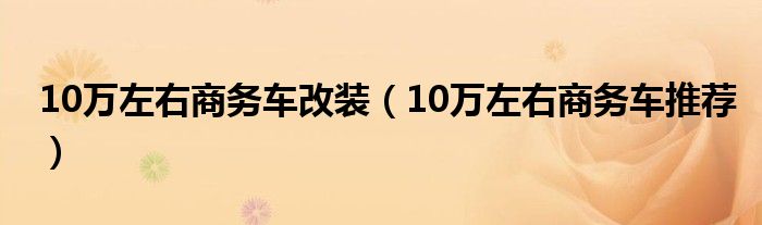 10万左右商务车改装(10万左右商务车推荐)