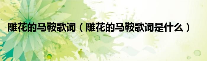 雕花的马鞍歌词(雕花的马鞍歌词是什么)