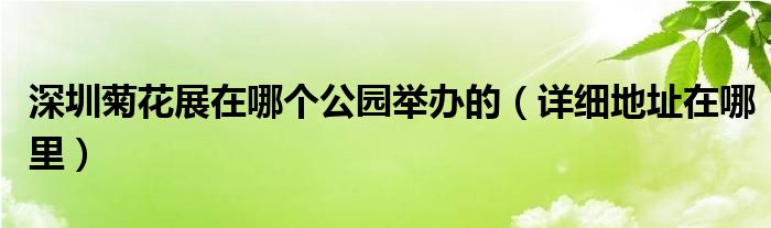深圳菊花展在哪个公园举办的(详细地址在哪里)