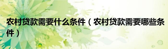 农村贷款需要什么条件(农村贷款需要哪些条件)
