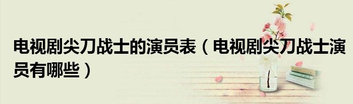 电视剧尖刀战士的演员表(电视剧尖刀战士演员有哪些)