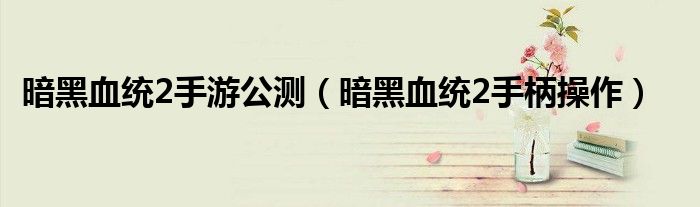 暗黑血统2手游公测(暗黑血统2手柄操作)