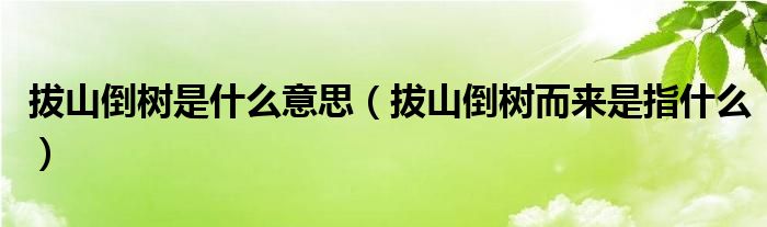 拔山倒树是什么意思(拔山倒树而来是指什么)