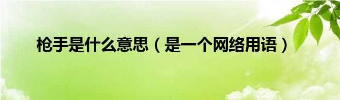 枪手是什么意思(是一个网络用语)