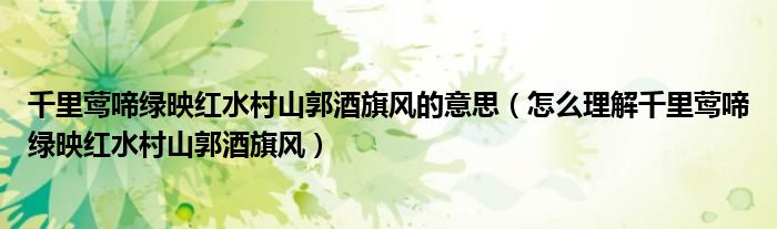 千里莺啼绿映红水村山郭酒旗风的意思(怎么理解千里莺啼绿映红水村山郭酒旗风)