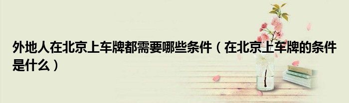 外地人在北京上车牌都需要哪些条件(在北京上车牌的条件是什么)