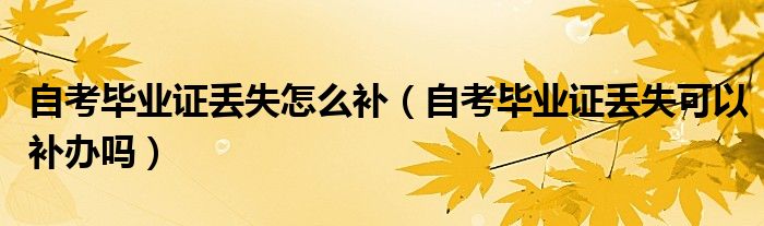 自考毕业证丢失怎么补(自考毕业证丢失可以补办吗)